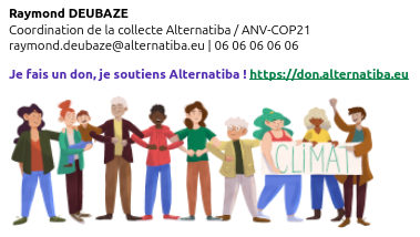 Aperçu de signature : Alternatiba - Collecte