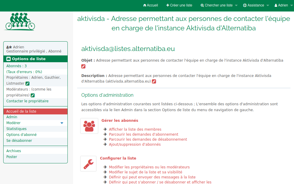 Interface du logiciel SYMPA