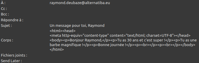Mail merge : aperçu d'un mail